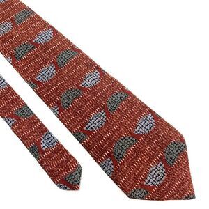 Henry Grethel Silk Tie‎ Brown Print Abstract